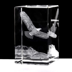 3D Eagle Paperweight(Laser Etched) in Crystal Glass Cube Birthday/Christmas Gifts(No Included LED Base)(3.1X2X2 Inch)