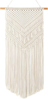 Macrame Wall Hanging Woven Boho Chic Wall Decor, Beautiful Geometric Wall Art for Apartment Dorm Bedroom Living Room Home Decoration, 16" W X 33" L