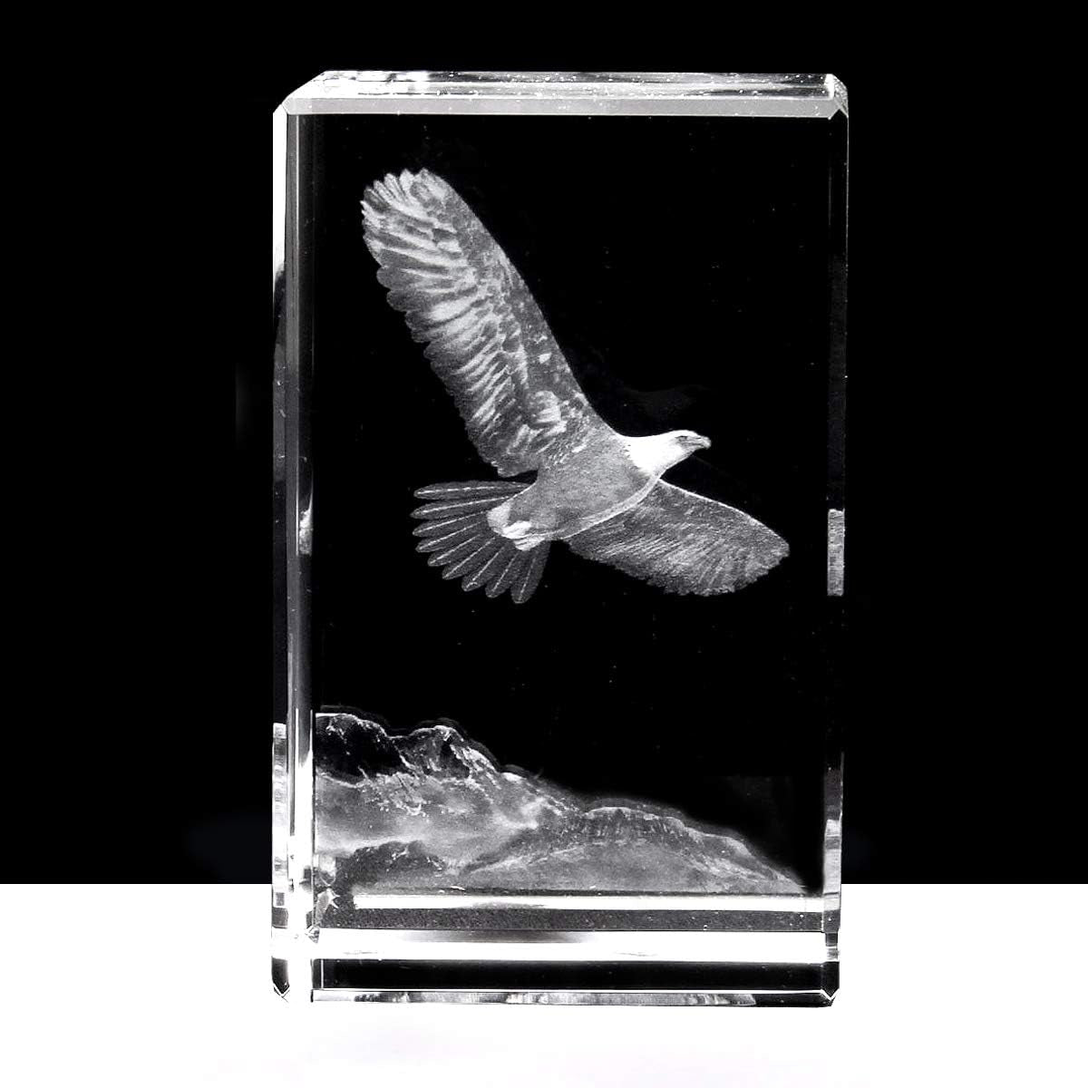 3D Eagle Paperweight(Laser Etched) in Crystal Glass Cube Birthday/Christmas Gifts(No Included LED Base)(3.1X2X2 Inch)