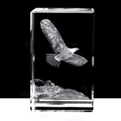 3D Eagle Paperweight(Laser Etched) in Crystal Glass Cube Birthday/Christmas Gifts(No Included LED Base)(3.1X2X2 Inch)