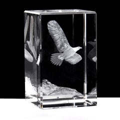 3D Eagle Paperweight(Laser Etched) in Crystal Glass Cube Birthday/Christmas Gifts(No Included LED Base)(3.1X2X2 Inch)