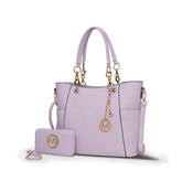 Bonita Women'S Tote Bag with Wristlet Wallet, Vegan Leather Solid 2Pcs Shopper Purse Handbag Set by Mia K - Lavender Pink
