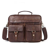 100% Leather Laptop Bag 15.6 Men'S Briefcases Genuine Leather Shoulder Bag for Men Handbags Designer Bags for Document A4