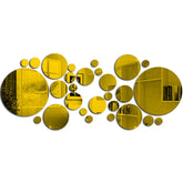 32Pcs Geometric Circle Mirror Wall Sticker Home Background Decoration Home Decoration 3D Accessories Stereo Removable round Mirr