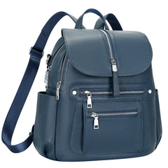Real Leather Backpack Purse for Women Fashion Casual Shoulder Bag S107 Indigo Blue