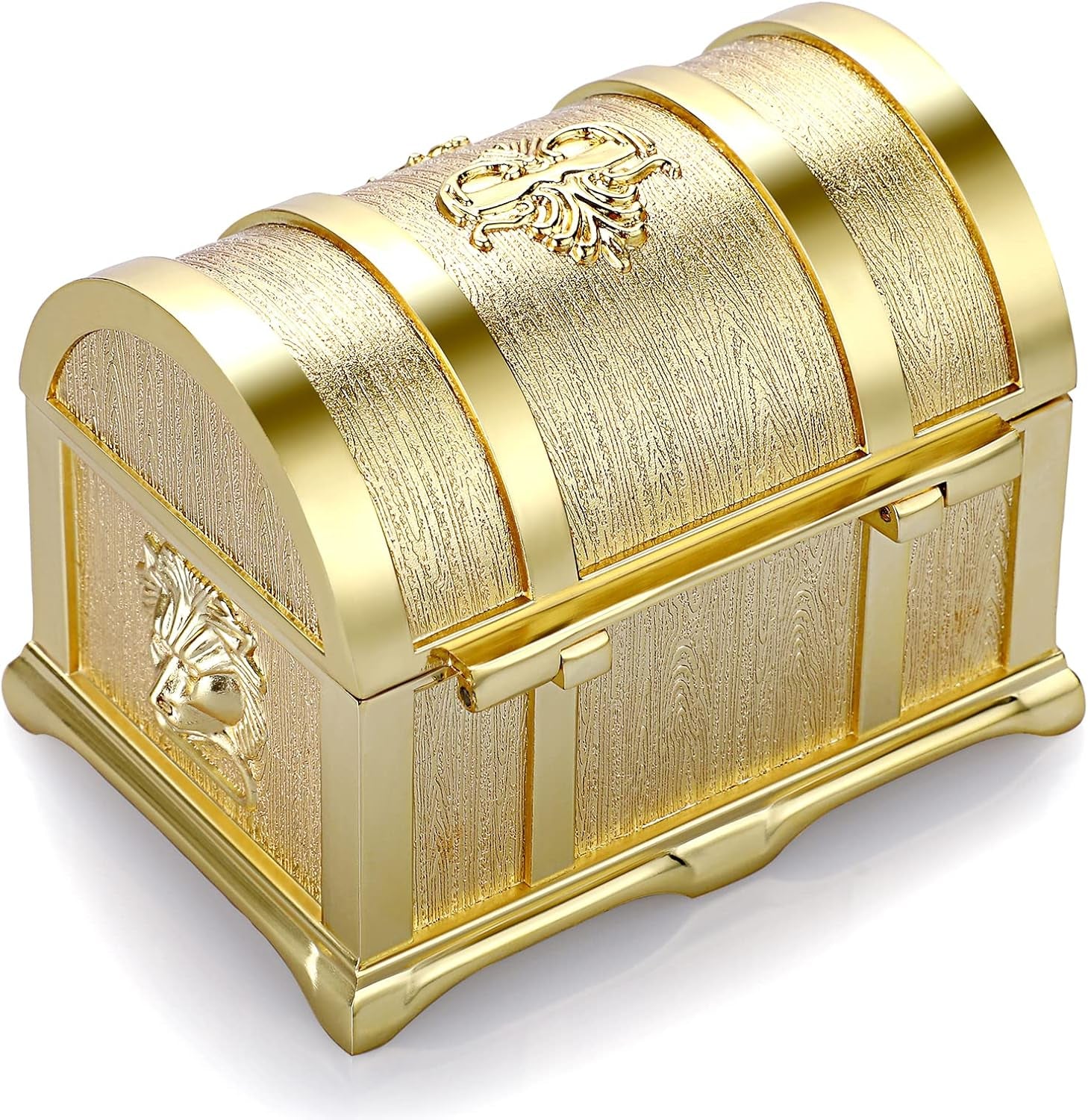 Vintage Metal Jewelry Box Treasure Trinket Chest,Smal Ring Earrings Necklace Keepsake Gift Holder Case for Ladies Women (Small) (Metallic Grey, Medium)