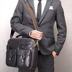100% Leather Laptop Bag 15.6 Men'S Briefcases Genuine Leather Shoulder Bag for Men Handbags Designer Bags for Document A4
