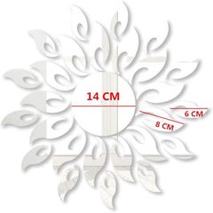 Sun Flower 3D Mirror Wall Stickers Sun Pattern Wall Stickers DIY round Flower Sunflower Removable Acrylic Modern Home Decoration Art (Silver)