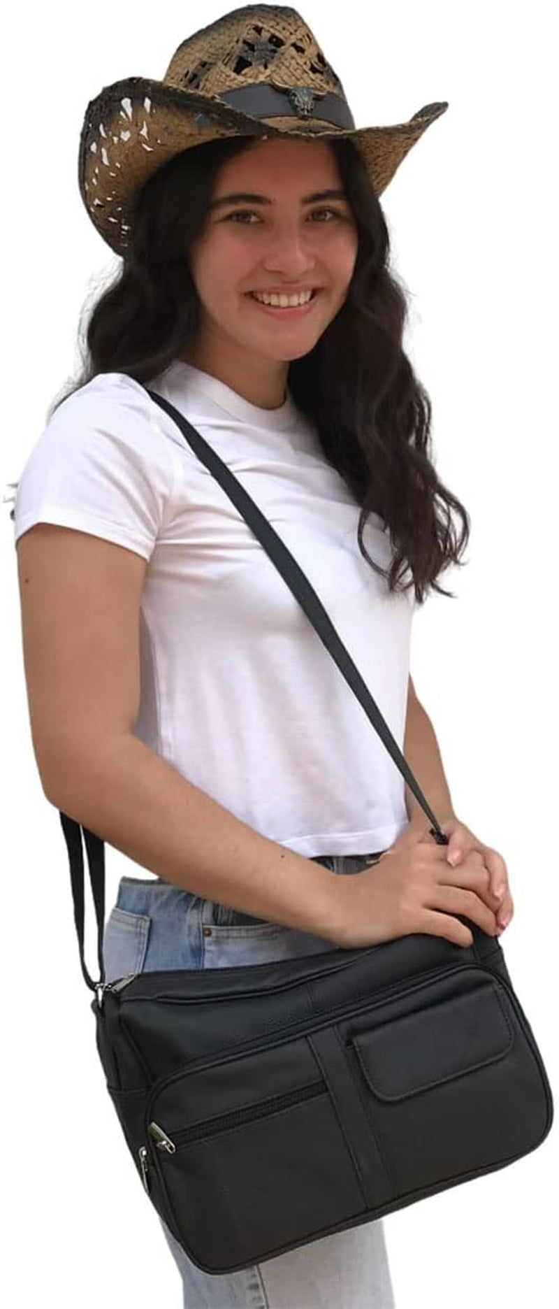 Medium Leather Handbag | Ladies Shoulder Bag | Organizer W Built in Wallet
