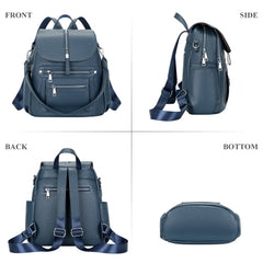 Real Leather Backpack Purse for Women Fashion Casual Shoulder Bag S107 Indigo Blue