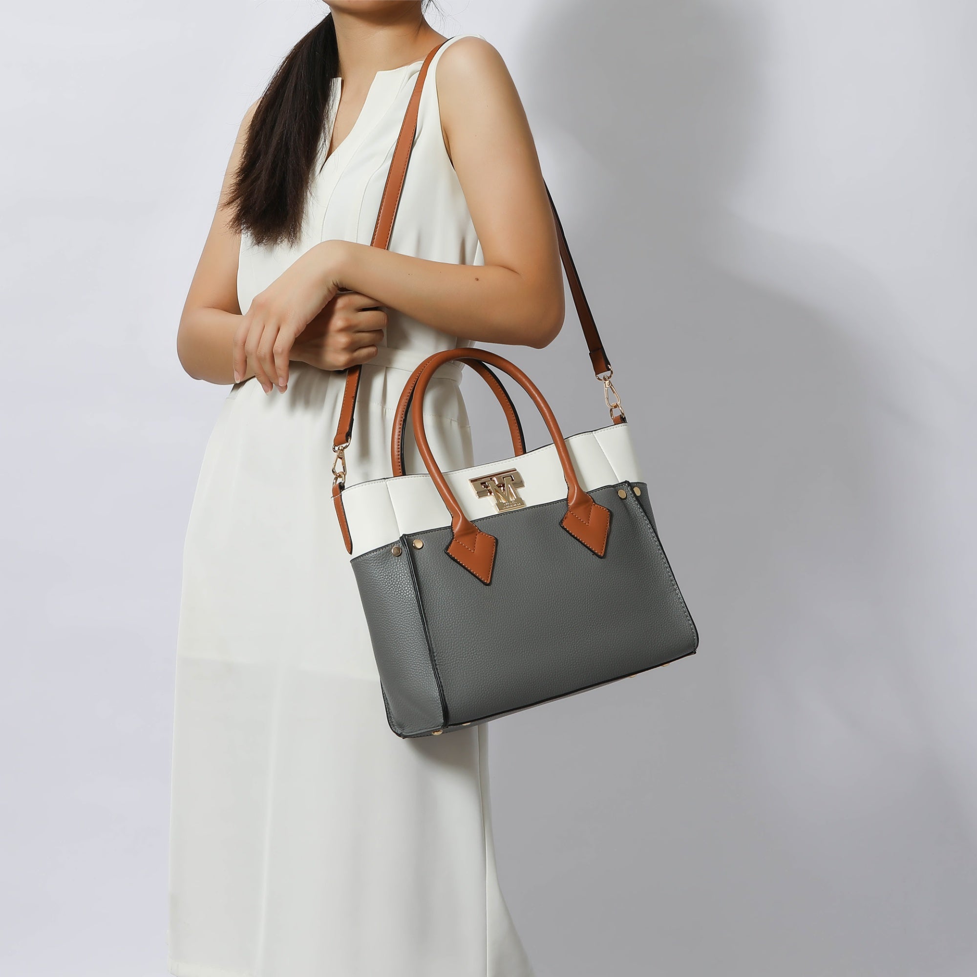 Brynlee Women's Tote Bag and Wristlet Wallet Set, Crossbody Handbag by Mia K - Navy