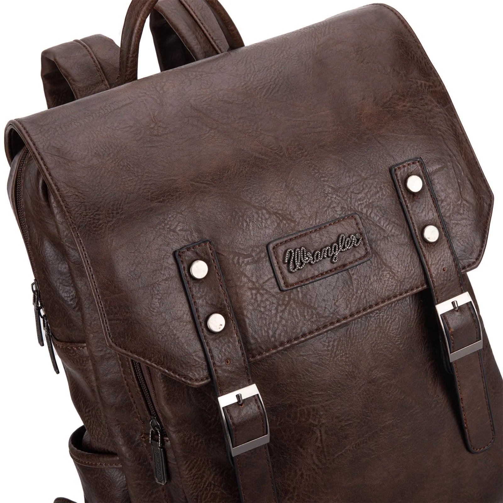 Wrangler Women's Leather Laptop Backpack Purse - Fashionable Pink and Coffee Design