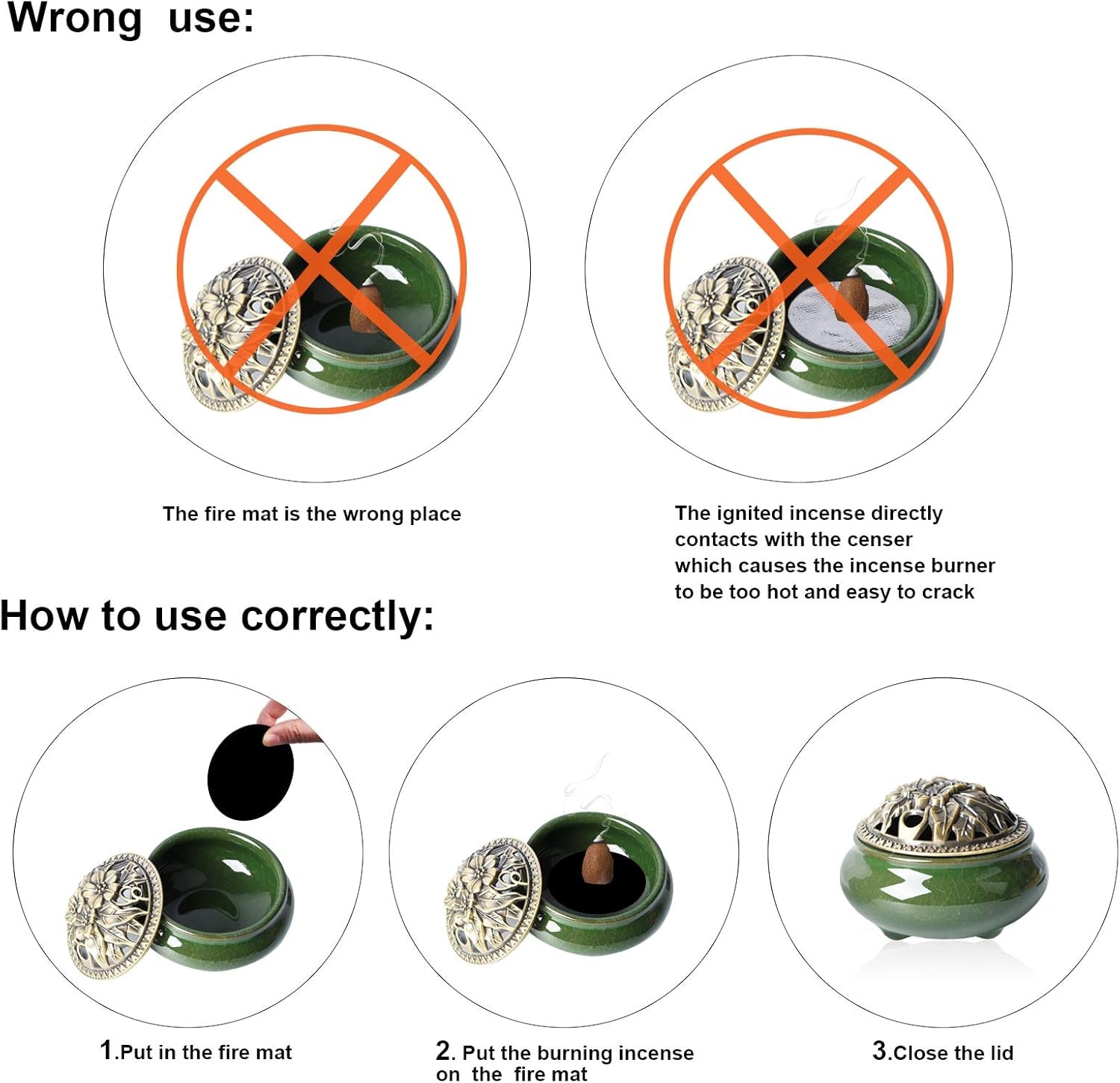 Ceramic Home Decoration Incense Sticks or Cones Burner Porcelain Incense Holder