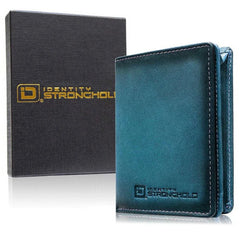 “Waltlet” Leather RFID Blocking Wallet with Magnetic Clasp Blue