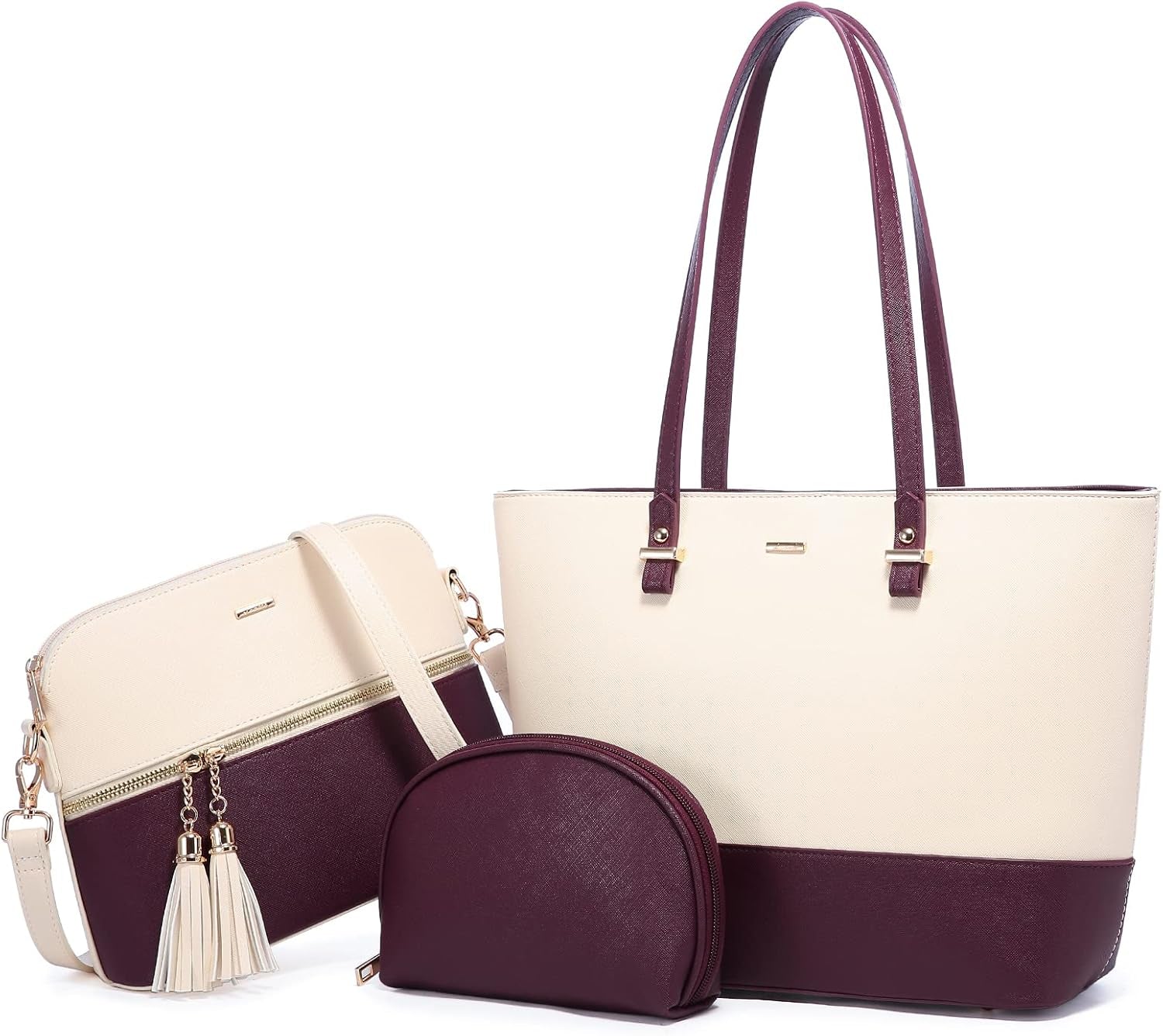 Handbags for Women Shoulder Bags Tote Satchel Hobo 3Pcs Purse Set