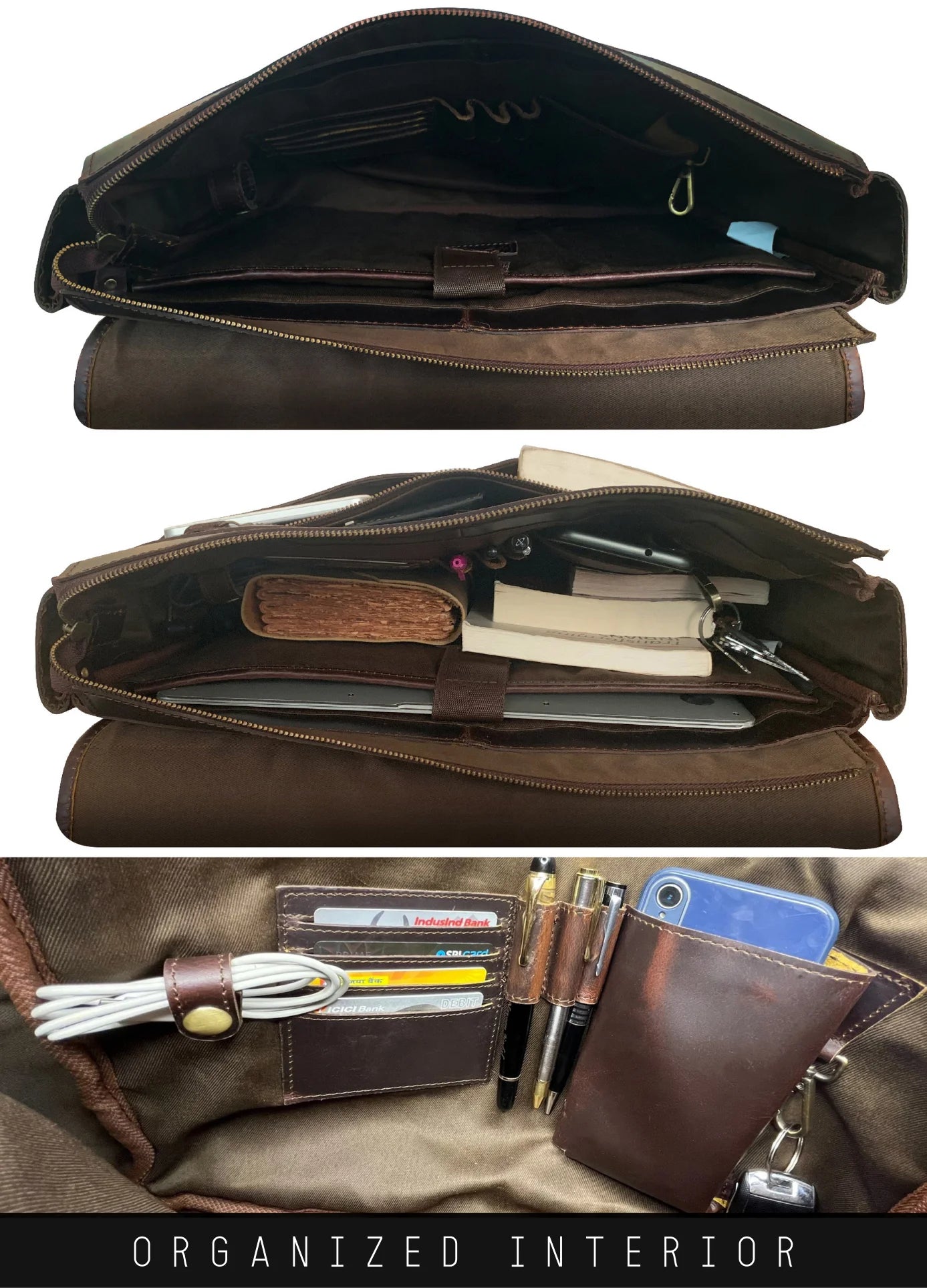 Mulberry Men's 16" Leather Laptop Messenger Bag - Professional Shoulder Satchel for Business and Office Use