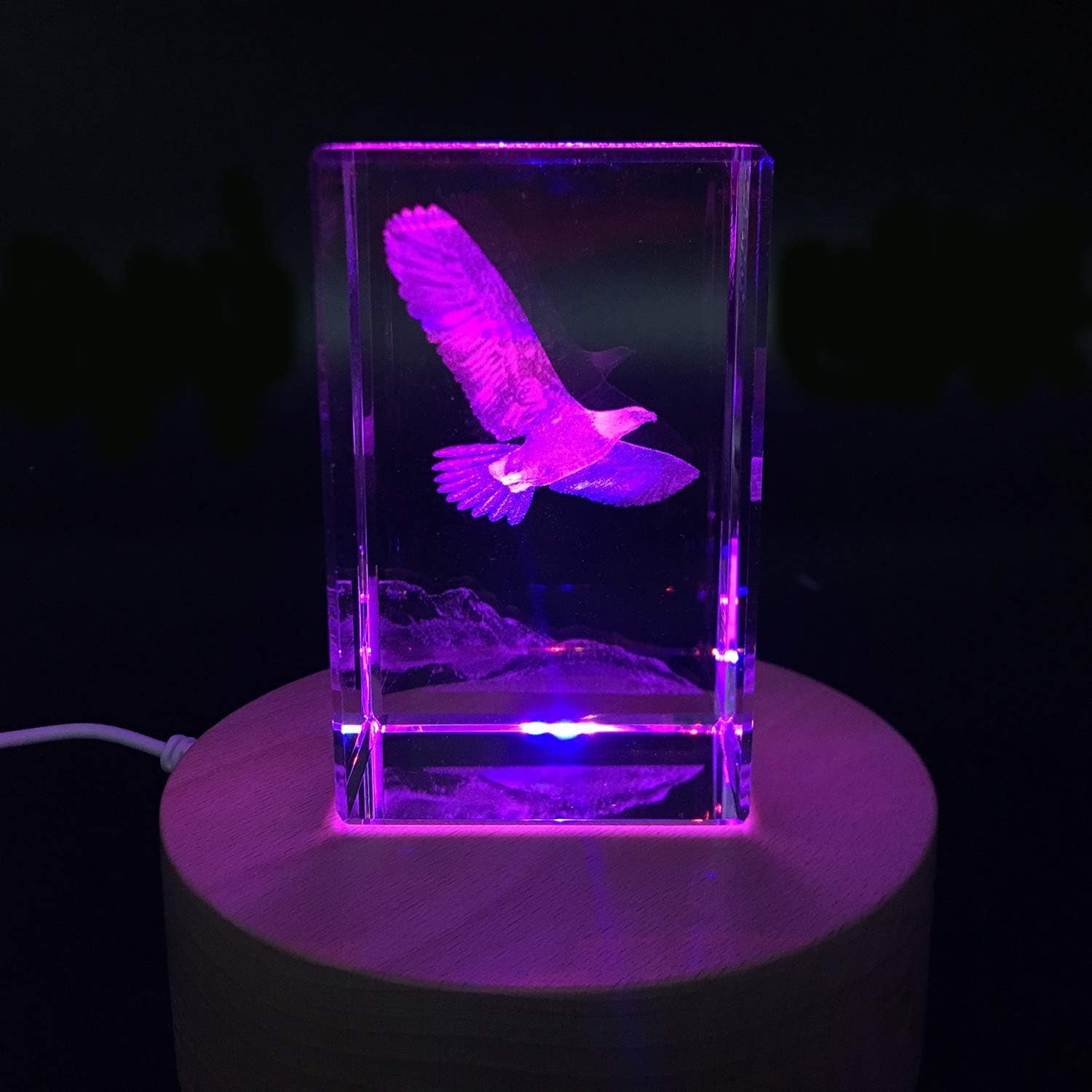 3D Eagle Paperweight(Laser Etched) in Crystal Glass Cube Birthday/Christmas Gifts(No Included LED Base)(3.1X2X2 Inch)