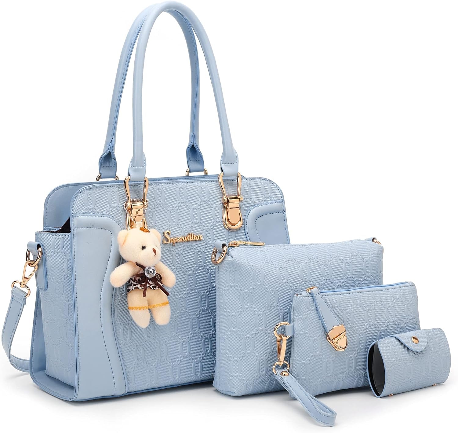 Women'S Fashion Handbags Tote Bags Shoulder Bag Top Handle Satchel Purse Set 4Pcs