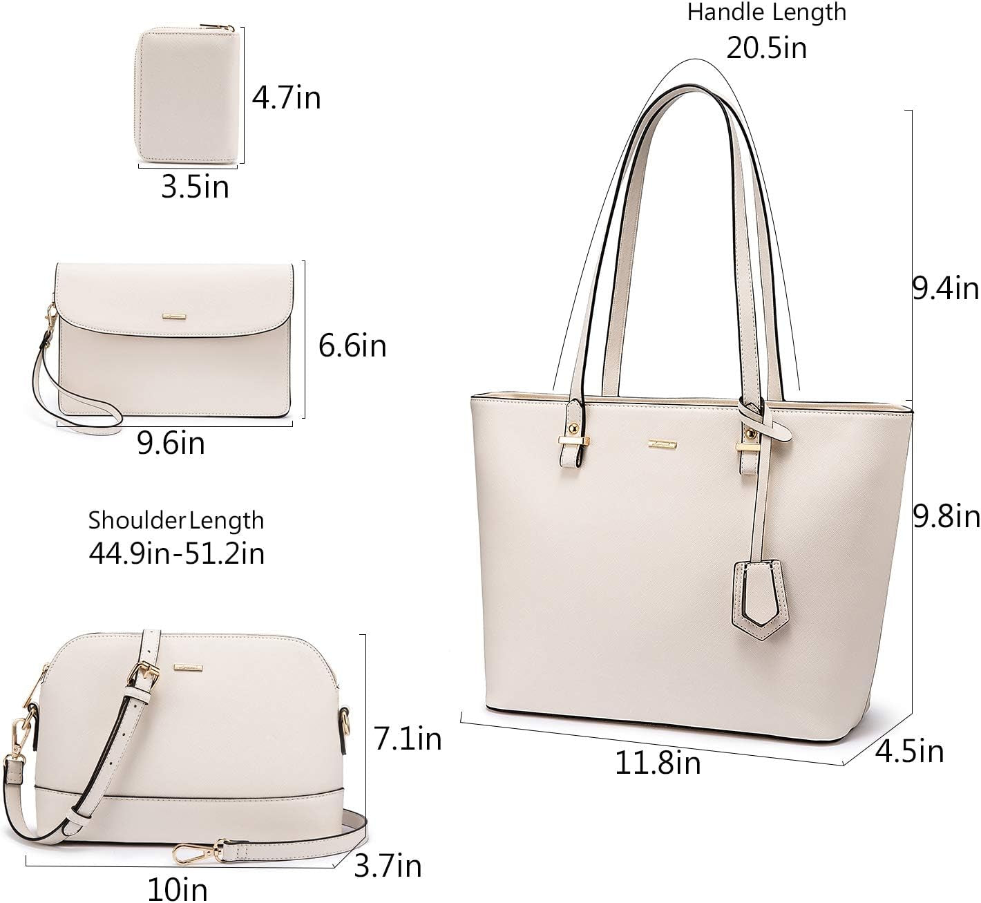 Handbags for Women Shoulder Bags Tote Satchel Hobo 3Pcs Purse Set