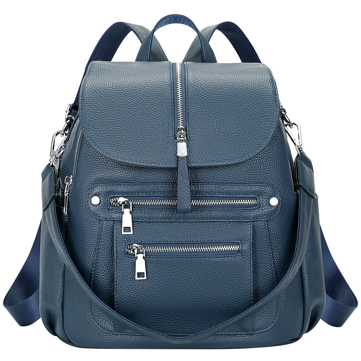 Real Leather Backpack Purse for Women Fashion Casual Shoulder Bag S107 Indigo Blue