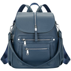 Real Leather Backpack Purse for Women Fashion Casual Shoulder Bag S107 Indigo Blue