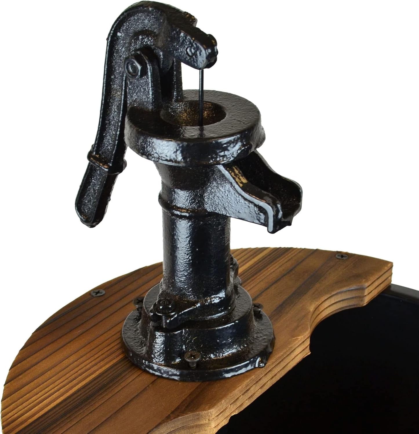 Wood Barrel with Pump Outdoor Water Fountain - Medium Garden Water Fountain