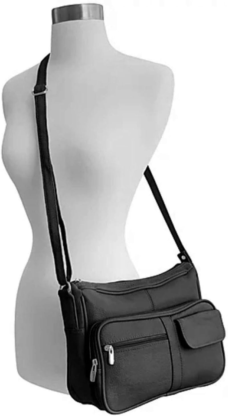 Medium Leather Handbag | Ladies Shoulder Bag | Organizer W Built in Wallet