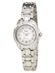 96P115 Women'S Longwood Domed Crystal Accents MOP Dial Steel Precisionist Watch