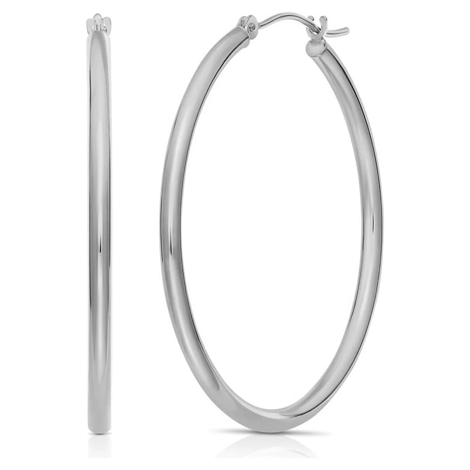 Sterling Silver 1.5Mm X 50Mm Plain Hoop Earrings