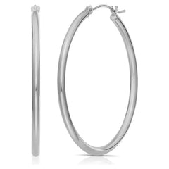 Sterling Silver 1.5Mm X 50Mm Plain Hoop Earrings