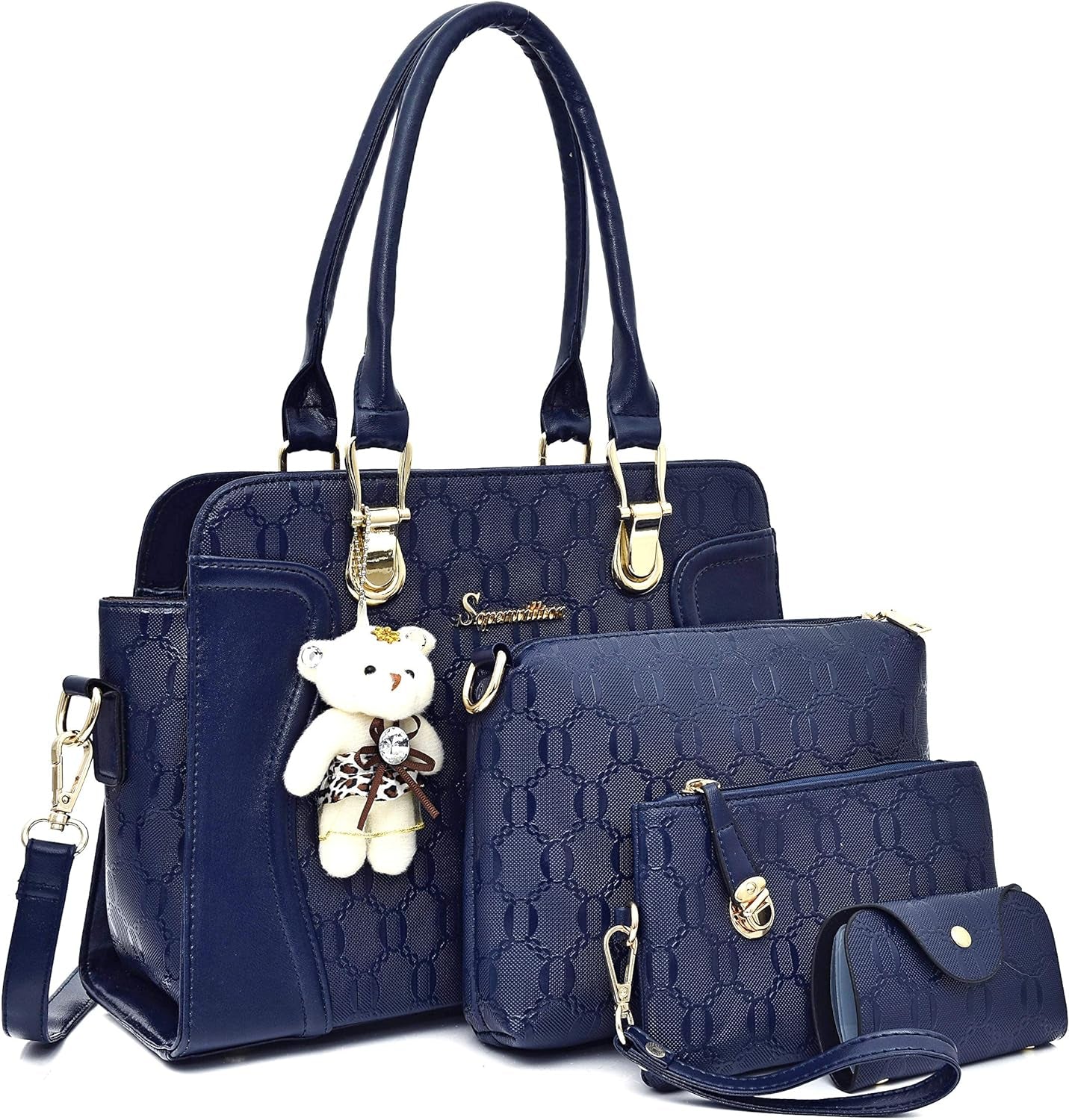 Women'S Fashion Handbags Tote Bags Shoulder Bag Top Handle Satchel Purse Set 4Pcs