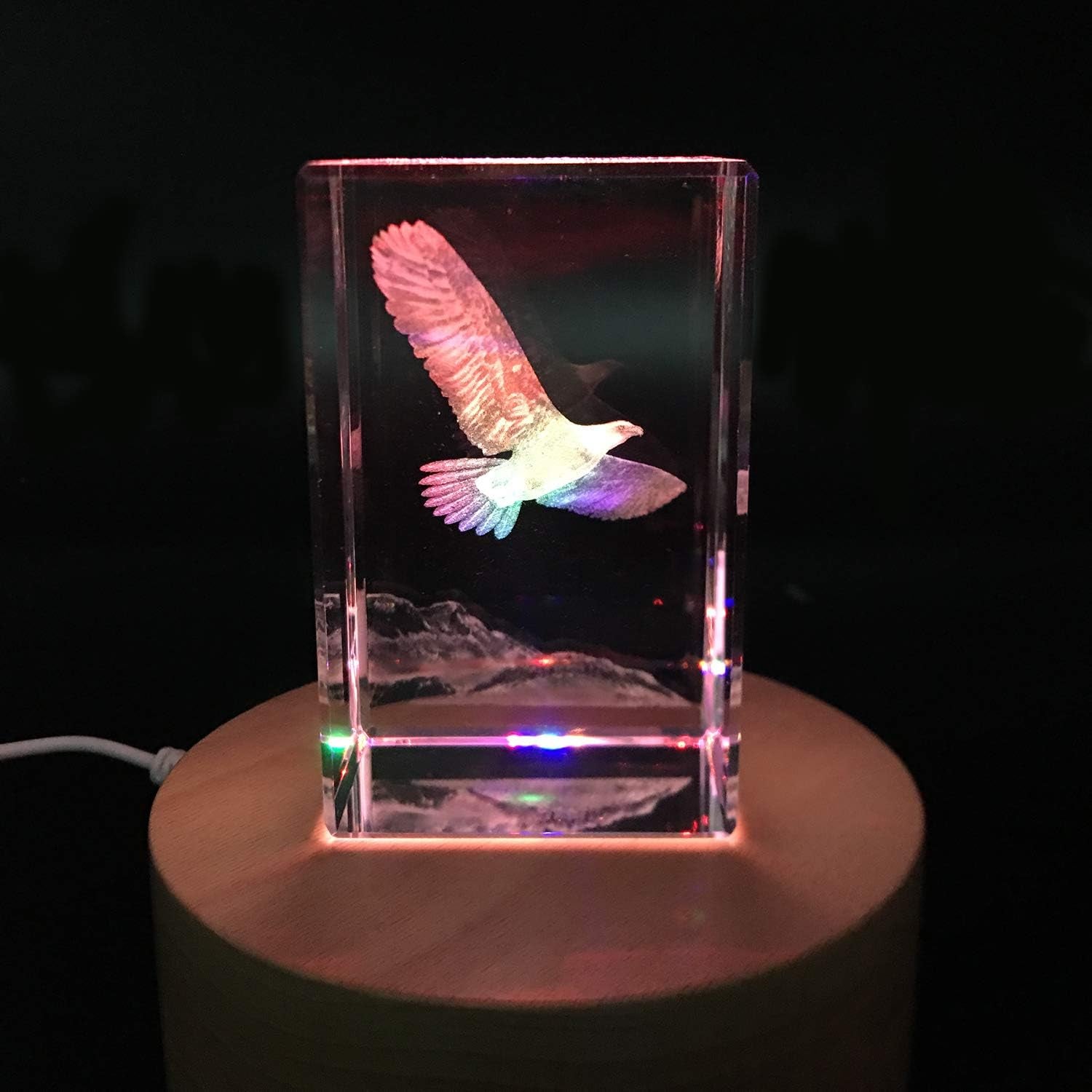 3D Eagle Paperweight(Laser Etched) in Crystal Glass Cube Birthday/Christmas Gifts(No Included LED Base)(3.1X2X2 Inch)