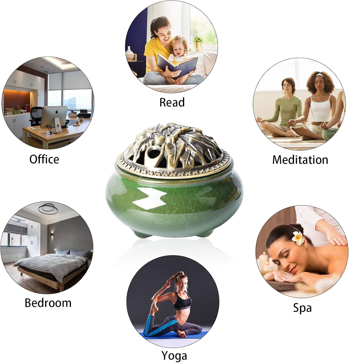 Ceramic Home Decoration Incense Sticks or Cones Burner Porcelain Incense Holder