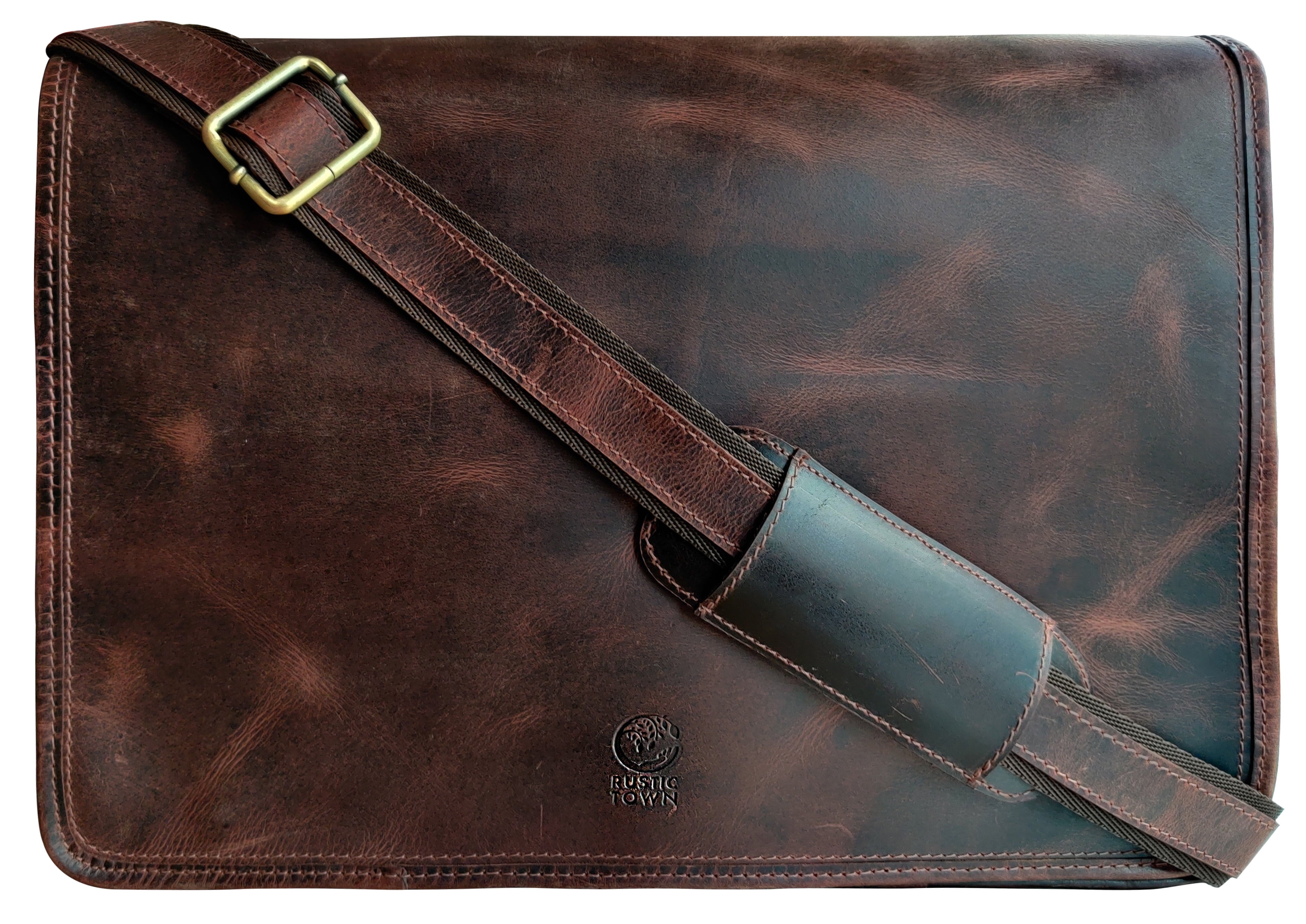 Mulberry Men's 16" Leather Laptop Messenger Bag - Professional Shoulder Satchel for Business and Office Use