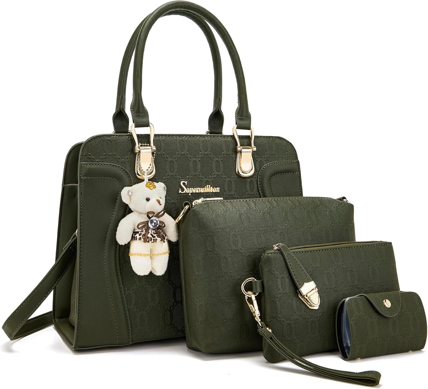 Women'S Fashion Handbags Tote Bags Shoulder Bag Top Handle Satchel Purse Set 4Pcs