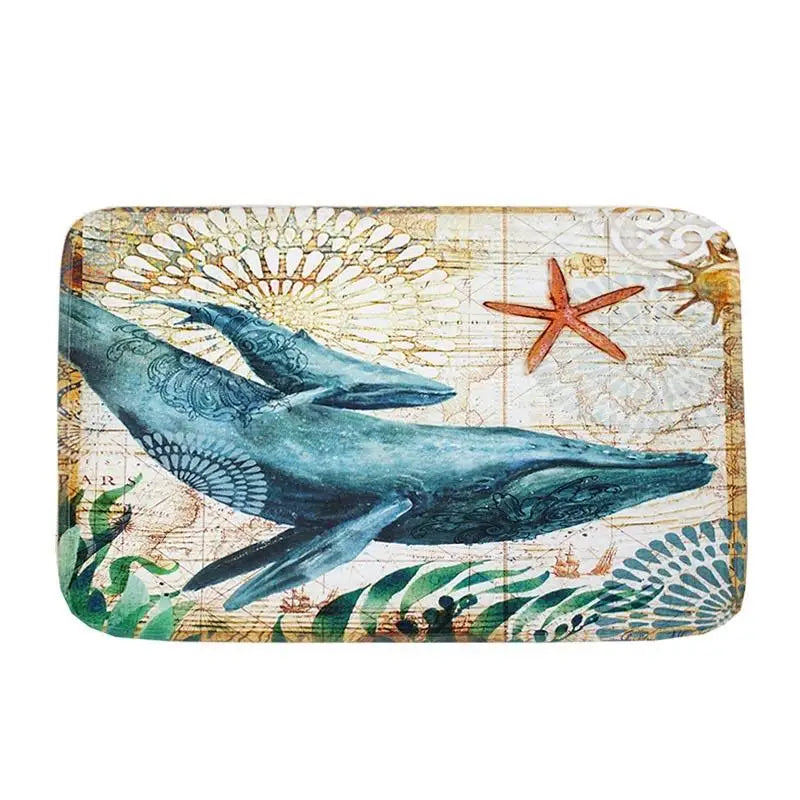 Sea Style Turtle Octopus Bath Mat Flannel Whale Bathroom Non-Slip Mat Home Decoration Seahorse Door Mat Badmat Tapis De Bain