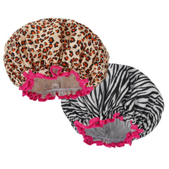 Reusable Waterproof Satin Lined Shower Cap for Men & Women - Long Hair & Short Hair