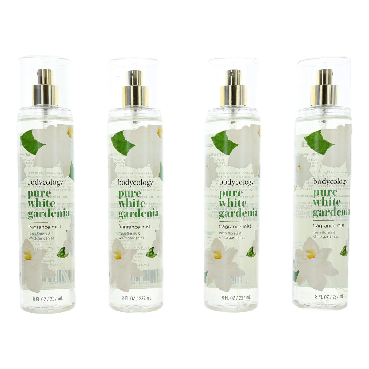 Pure White Gardenia by Bodycology, 4 Pack 8 oz Fragrance Mist for Women