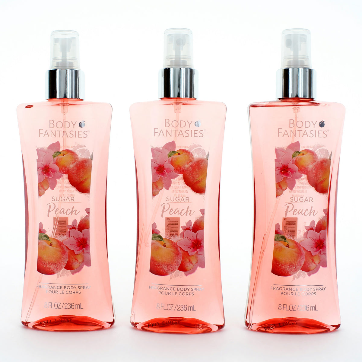 Sugar Peach by Body Fantasies, 3 Pack 8oz Fragrance Body Spray women