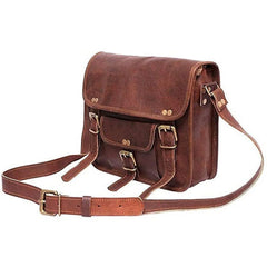 13" Vintage Leather Messenger Bag Leather Handmade Crossbody Bags