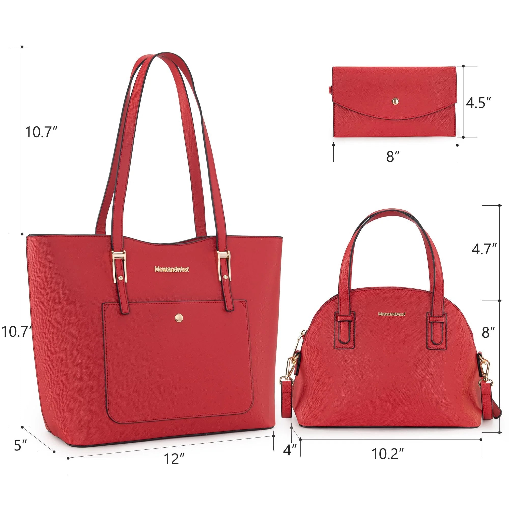 Women's 3-Piece Purse Set: Tote Bag, Handbag, and Wallet with Shoulder and Crossbody Options