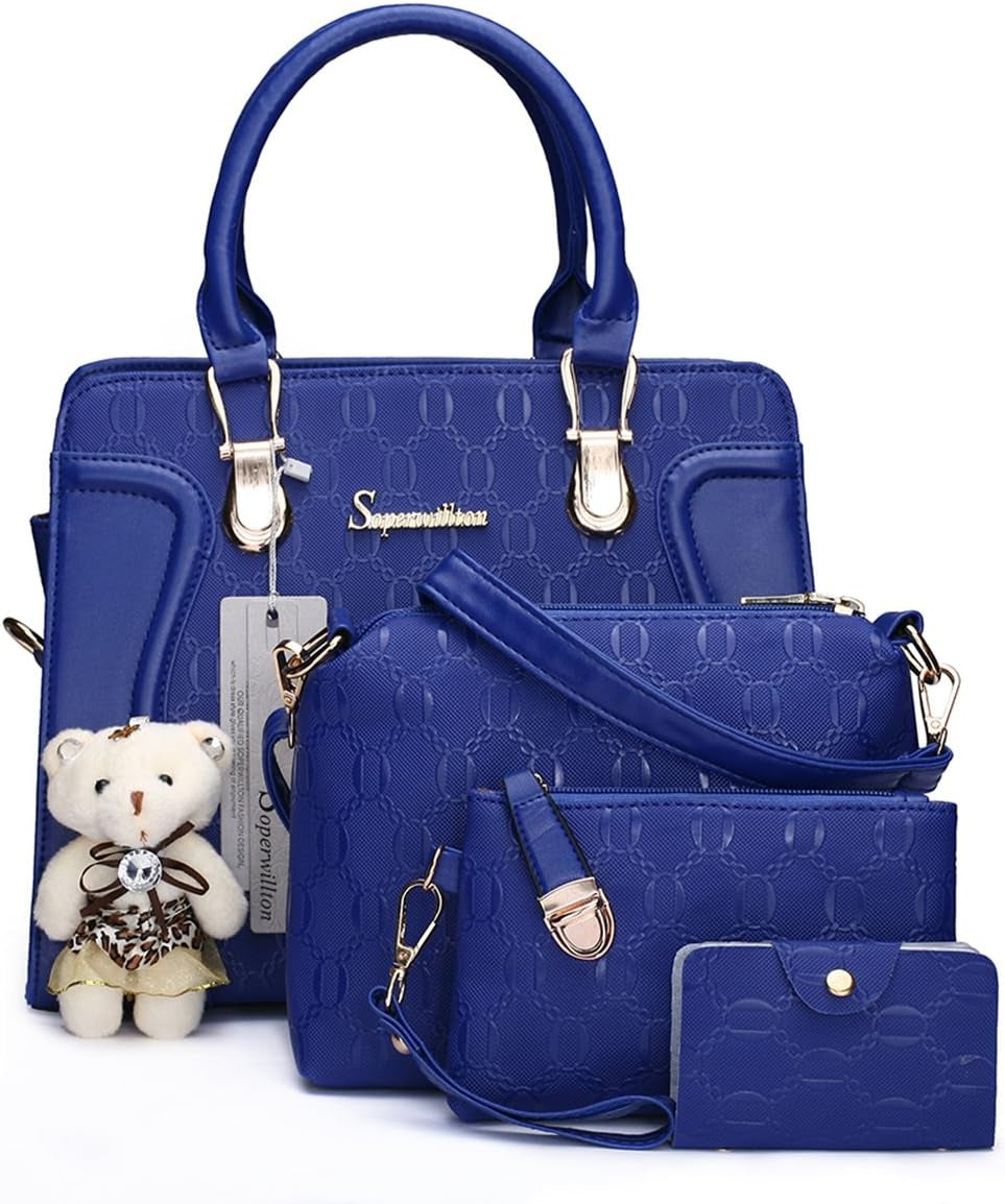 Women'S Fashion Handbags Tote Bags Shoulder Bag Top Handle Satchel Purse Set 4Pcs