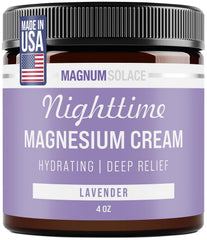 Nighttime Magnesium Cream by Magnum Solace, 4 oz Lotion - Lavender