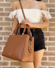 Leila Medium Triple Compartment Satchel Gingerbread