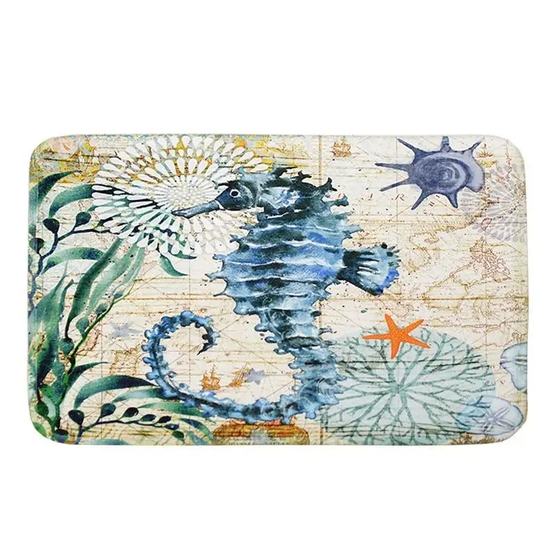 Sea Style Turtle Octopus Bath Mat Flannel Whale Bathroom Non-Slip Mat Home Decoration Seahorse Door Mat Badmat Tapis De Bain