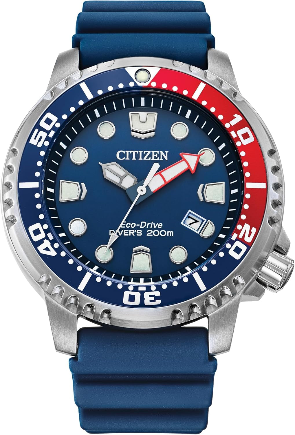 Promaster Dive Eco-Drive Watch, 3-Hand Date, ISO Certified, Luminous Hands and Markers, Rotating Bezel
