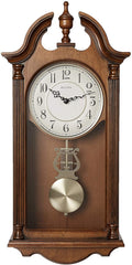 Bulova Saybrook Hardwood Pendulum Wall Clock - Warm Cherry Finish - Triple Chime