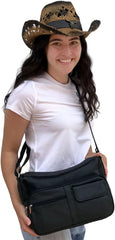 Medium Leather Handbag | Ladies Shoulder Bag | Organizer W Built in Wallet