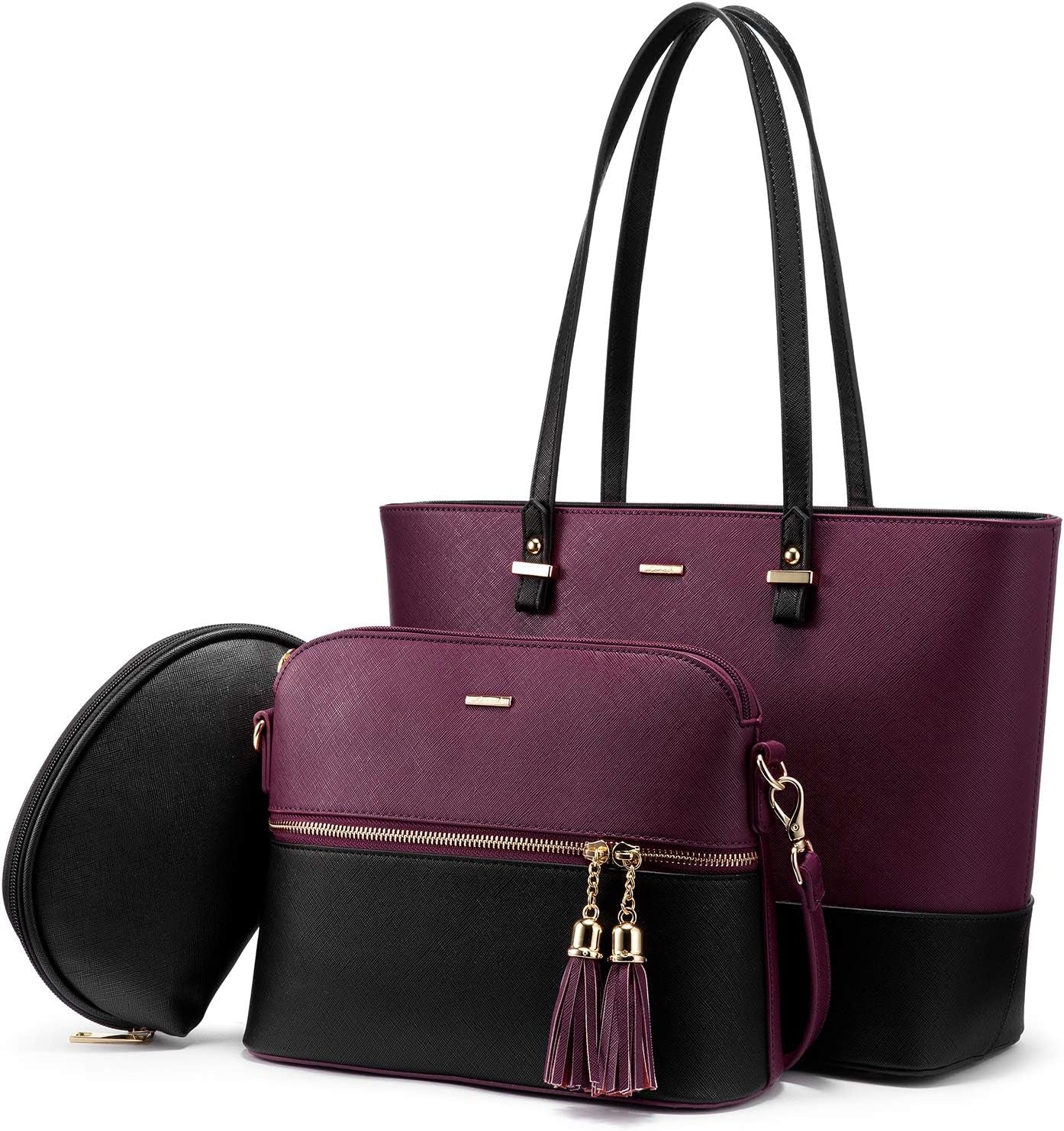 Handbags for Women Shoulder Bags Tote Satchel Hobo 3Pcs Purse Set