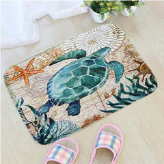 Sea Style Turtle Octopus Bath Mat Flannel Whale Bathroom Non-Slip Mat Home Decoration Seahorse Door Mat Badmat Tapis De Bain